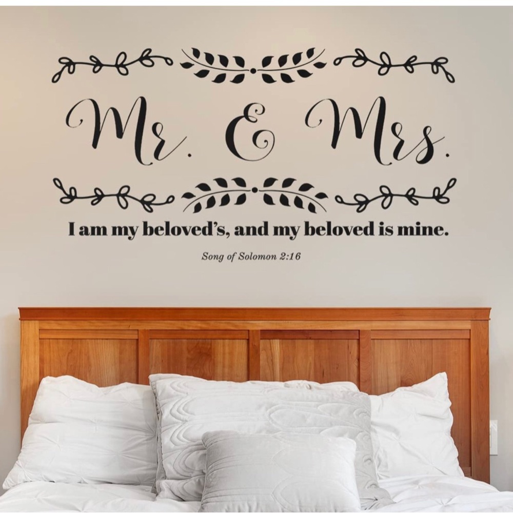 Bedroom Wall Art “Mr & Mrs” Wall Decal Wedding Christian Bible Verse NEW